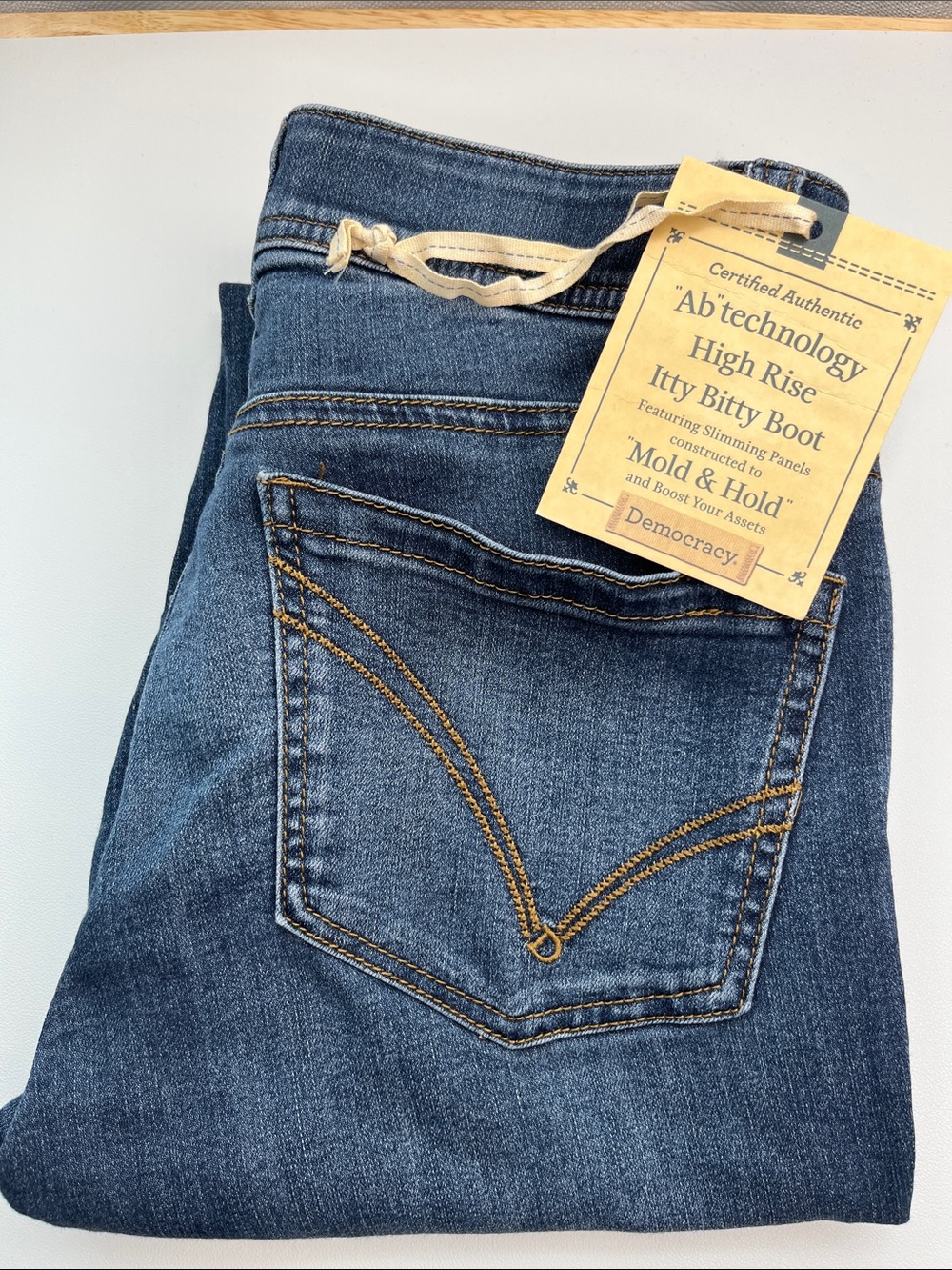 Democracy Blue Denim Jeans high-rise itty-bitty boot